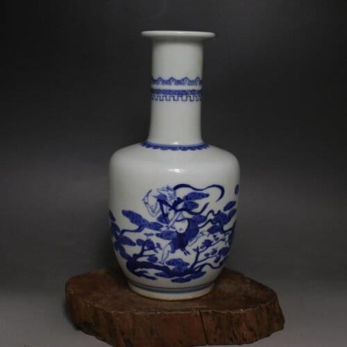 Antique QingDynasty porcelain vase,blue Characters bottle,hand painted crafts,Decoration,Collection&Adornment,Free shipping