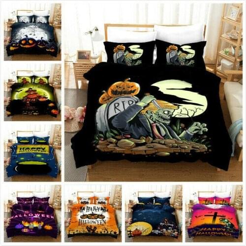 Halloween pumpkin Bedding Set 2/3Pcs Duvet Cover & Pillowcase(s) 3D Printed Quilt Cover Home Textile Gift