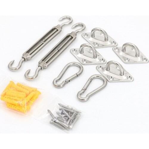 Strong Load-bearing Sunshade Sail Fixing Accessories Stainless Steel Spring Hook Carabiner Screw Set Awning Tent Hardware Kit