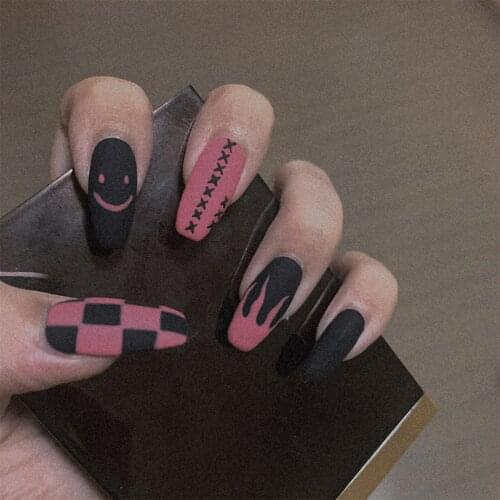 24Pcs/Set Matte False Nails Tips french Fashion Long Patch Pure Color Nail Chip For Fake Nails Extension Art Accessories