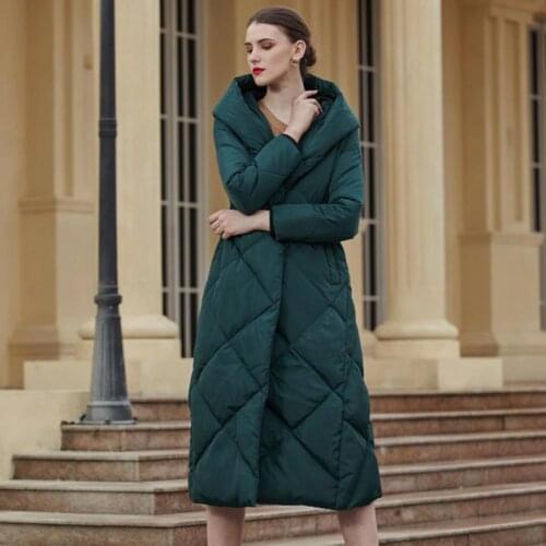 Fashion Winter longer thick warm fluffy down coat female hooded collar bread style thicker down parkas warm down jackets F2169