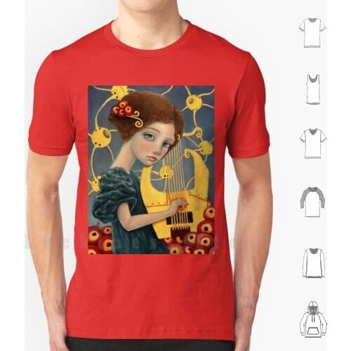 Music T Shirt DIY Cotton Big Size S-6xl Music Klimt Lyra Musical Instrument Oil Tanya Bond Patterns