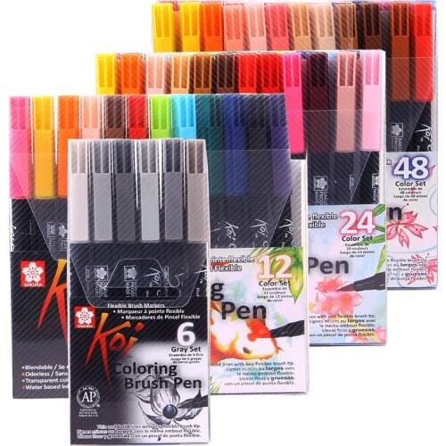 1 Set Sakura Koi Brush Pens Set Soft Markers Soft-tip Watercolor Pen Water-based Ink Painting Supplies