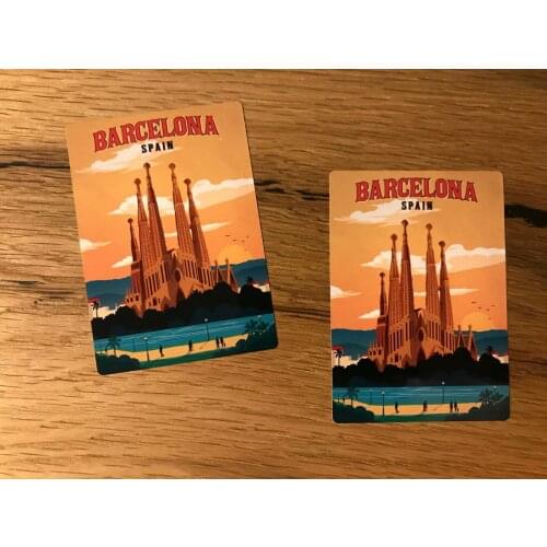 Barcelona Reise Aufkleber Koffer Work &Travel Spanien Oldtimer Retro TR003 stickers