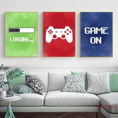 Video Game Wall Art Canvas Painting Gaming Room Decor Posters and Prints Abstract Party Artwork Picture for Boys Room Decoration