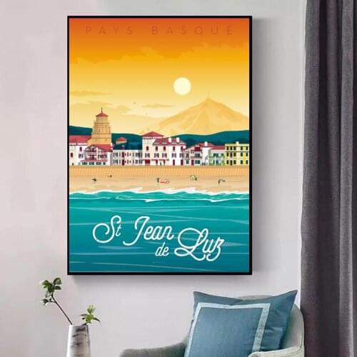 Saint Jean de Luz Travel Canvas Art Print Wall Poster Living Room Decoration for living room home decor frame
