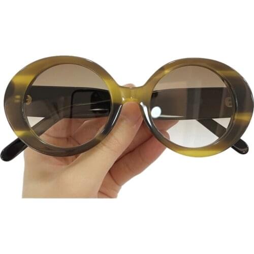 Oval Small Sunglasses For Women And Men Brand Design Acetate Frame Mirror Gradient UV400 Shades Oculos De Sol Feminino