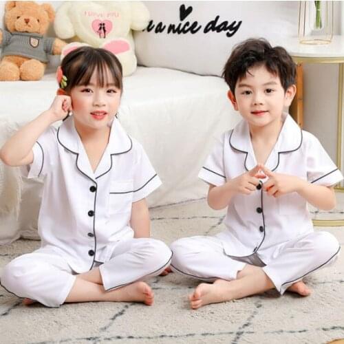 New Party Pajamas Cute Print Sleepwear Set For Girls Cardigan Summer Unisex Cotton Kids Pyjamas Boy Gift Home Wear Suit