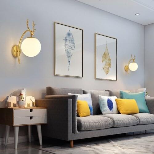 New Creative Nordic Indoor Wall Lamp Glass Ball Living Room Bedroom Bedside Lamp Post Modern Mirror Light Interior Wall Lights