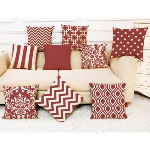 New Style Red Geometric Cushion Covers Nordic Style Line Pillowcase Sofa Chair Throw Pillows Cover Decorative