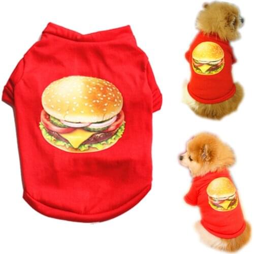 Dog Clothes Hamburger Vest For Dogs T-Shirts Summer Fashion Pet Clothes Dog T-Shirt Pet Clothing Chihuahua
