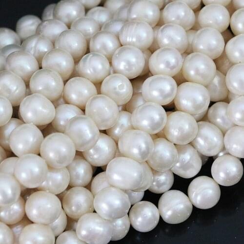 Wholesale 9-10mm natural white freshwater pearl round loose beads charms women fashion diy fine jewelry making 15inch B1392
