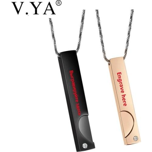 V.YA Couple Necklaces Fashion DIY Fashion Name Romantic Jewelry Women Men Lover Crystal Stone Valentines Charms Drop Ship