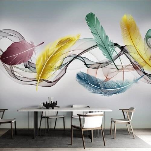 Custom Mural Wallpaper Modern 3D Feather Smoke Lines Fresco Living Room TV Sofa Bedroom Background Wall Papel De Parede Sala 3 D