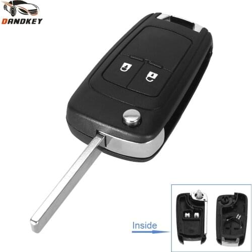 Dandkey Flip Folding Remote Key Case for OPEL VAUXHALL Insignia Astra 2 Button HU100 Uncut Blade key shell