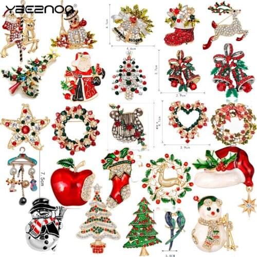 Christmas Brooch Series Snowman Pin Badge Gloves Socks Crutches Bells Wreaths Christmas Tree Gift Cloth Decoration Wholesale