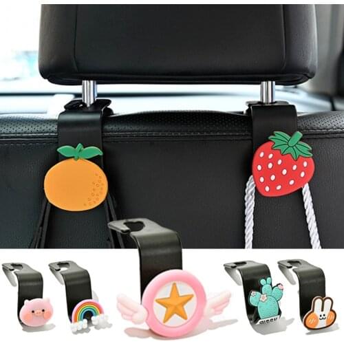 Cute Cartoon Car Hook Fruit Stars Wing Decor Auto Rear Seat Hanging Hook Universal Interior Storage Holder Car Accessories