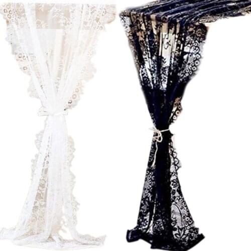 Eyelash Lace Table Runner Overlay Embroidery Floral Sheer Rustic Tablecloth Cover Chair Sash Vintage Wedding Party Decor