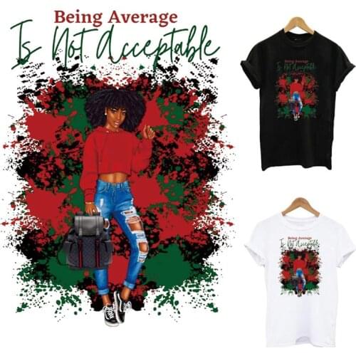 Fashion Black Girl Iron On Patches For Clothing DIY A-Level Washable Thermal Sticker On Clothes African Lady Applique Decoration