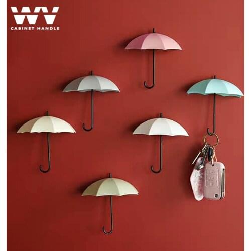 WV Umbrella Shaped Creative Key Hanger DIY Punch-free Robe Hook Decorative Holder Wall Hook Kitchen Bathroom Clothes Hooks