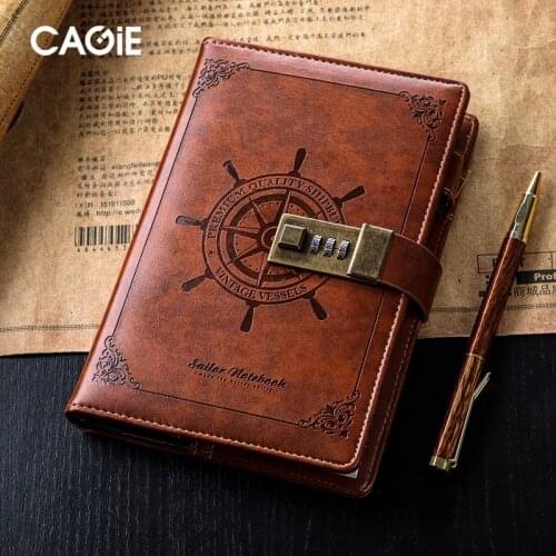 Password Notebook Creative Stationery Vintage Sailor Personal Diary with Lock Code Thick Notepad Office School Supplies Gift