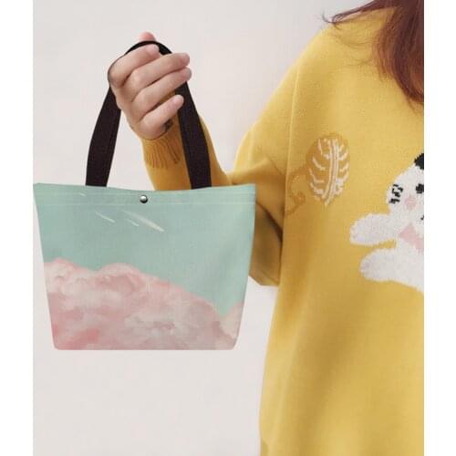 Beautiful Colorful Cloud Art Print Women Canvas Handbag Casual Shopper Tote Bags for Grocery Office School Fruit Lunch Bag Beach