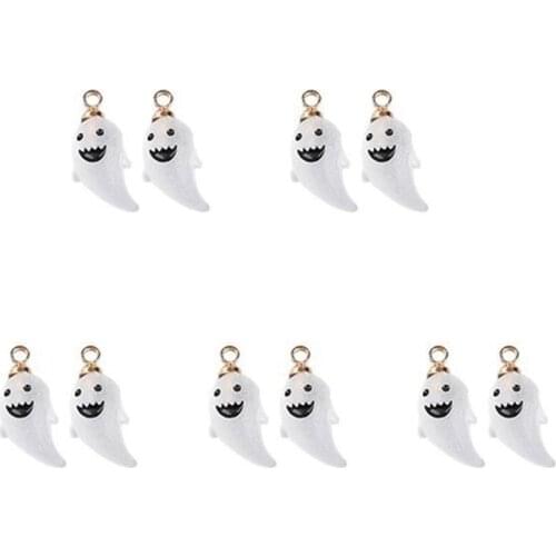 10 Pieces Of Cute Ghost Halloween Pendants DIY Making Accessories Halloween Style Ghost Jewelry Decoration Supplies