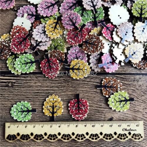 1000PCS Multicolor Tree Wood Sewing Button Scrapbooking 2 Holes Natural Buttons DIY Clothing Accessories 32*28MM