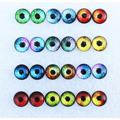 12mm Random Mixed Dragon Eyes Round Glass Cabochon Flatback Photo Dome Jewelry DIY Accessories Tray by pair 50pcs/lot K06125