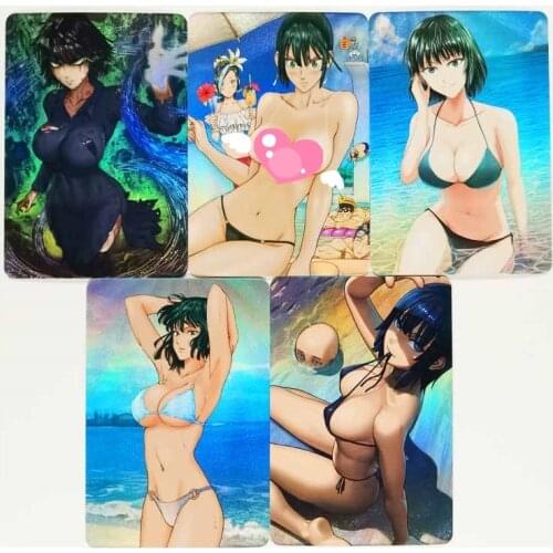 5pcs/set ONE PUNCH MAN Fubuki Nude Sexy Swimsuit Refraction Process Toys Hobbies Hobby Collectibles Game Collection Anime Cards