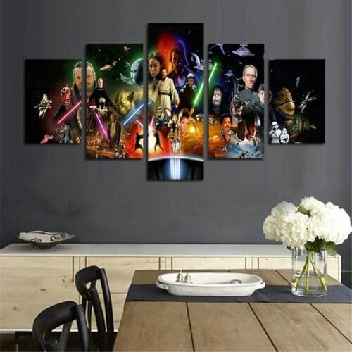 No Framed 5 Pieces Universe Wars Movie Character Wall Art Canvas Posters Picture Paintings Home Decor for Living Room Decoration