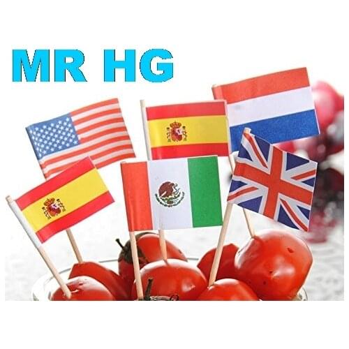 50Pcs/Lot Mini Flag Fruit Toothpick Paper Flag Food Picks Cake Toothpicks Cupcake Fruit Sticks Party Christmas Decoration
