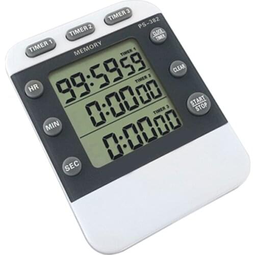 99 Hours 12/24 hour Memory Timer Countdown Reminder 3 Channel Sports Kitchen Timer Count down Timer 3 Groups Timer