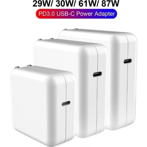 18W 20W 61W 87W USB-C Laptop Power Adapter Type-C PD Charger For Latest Macbook 13 15-inch A1706 A1707 For iphone 12max iPad Pro