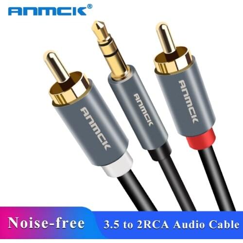Anmck HIFI 3.5mm Jack Aux to 2 RCA Cable Audio Cable 3m 5m 8m 10m for TV Box Speaker Wire Subwoofer Soundbar Amplifiers DVD