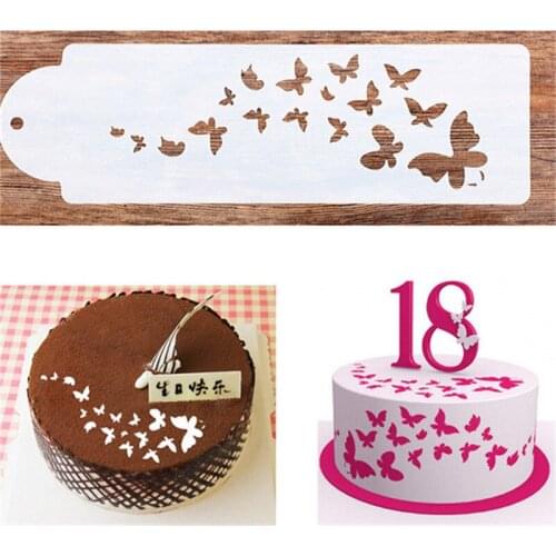 Butterfly Art Cake Stencil Airbrush Plastic Painting Art Cake Spray Mold Cookies Fondant Molds DIY Cake Mousse Brim Decorating