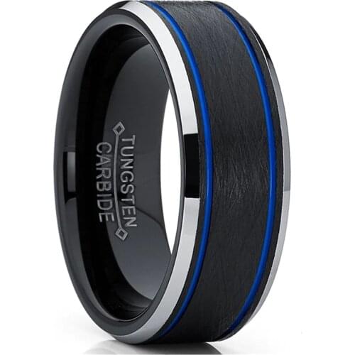 8mm Mens and Womens Black Tungsten Carbide Ring Classic Wedding Ring Wholesaler