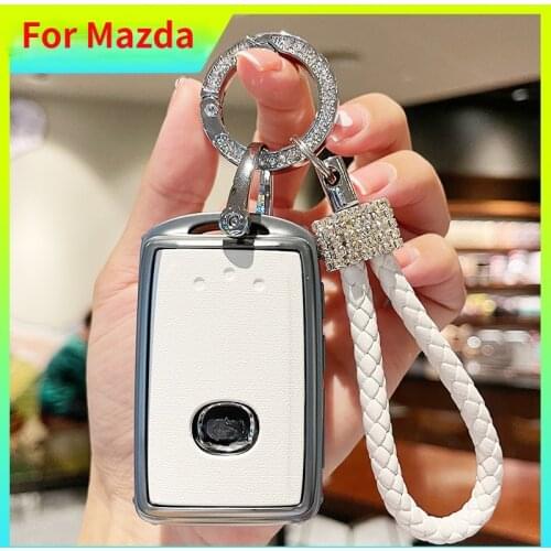 Leather TPU Car Remote Key Cover Case Shell Fob For Mazda 3 Alexa CX4 CX5 CX-5 CX8 CX-30 CX30 2019 2020 Protector Accessories