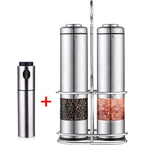 Pepper Mill Electric Salt And Pepper Grinder Oil Spray Bottle Set, Kitchen Cooking Spice Grinder