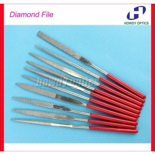 Free Shipping 10pcs/pack High Quality Optical Diamond Files Professional Glasses File Set Kit Reparing Spectacle Frame