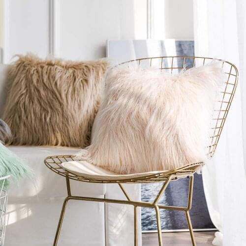 Pure color plush princess pillowcase Nordic ins wind imitation wool home living room sofa decorative cushion pillowcase