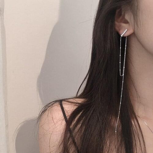 A Girl' New 2021 Flash Ear Line Female Korean Long Chain Tassel Asymmetric Temperament Drop Earrings For Girl Gift