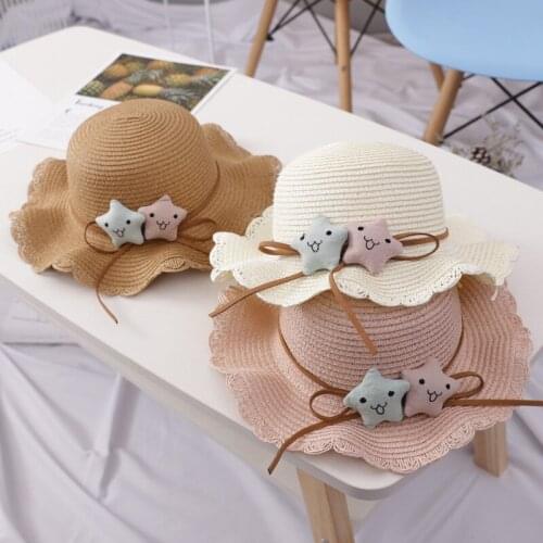 New Arrival Star Summer Straw Hat For Kids Summer Hats For Baby Girl Boy Sun Hat Child Panama Beach Cap Bone