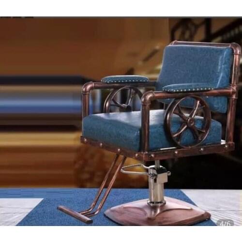 Barber chair, hair salon special chair, wrought iron chair, vintage hair salon chair can be put upside down