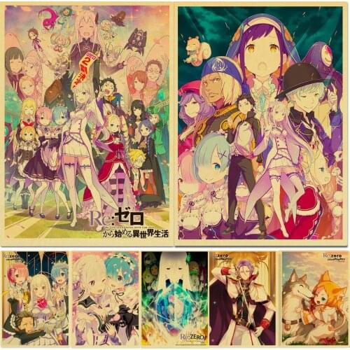 ReLife in a different world from zero Posters Japanese Anime Retro Posters Wall Stickers Kraft Paper Prints Home Decor Painting