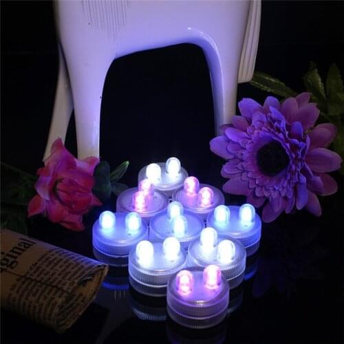 50pcs/lot Submersible Led Light with 2 Leds Wedding Centerpiece Light Battery Operated Lights Multicolors for Wedding Party