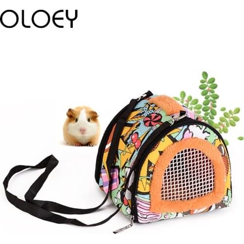 Portable Hamster Carrier Warm Comfortable Outdoor Travel Breathable Hanging Bag For Small Animals Guinea Pig Puppy Carrier Bag
