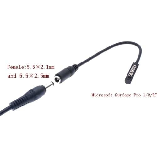 DC Plug Charge Cable Power Connector Cord Wire Practical Durable DC5.5*2.1mm Power Adapter for Microsoft Surface Pro 1/2/RT 20cm