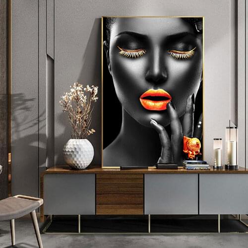 Modern Black Woman Canvas Painting Poster Print Wall Art Picture For Living Room Home Decor