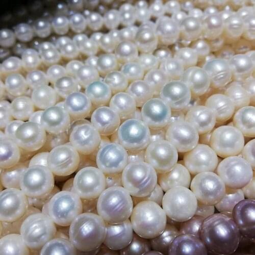 Newly lots 5 strands near 10mm potato round white fresh water pearl strings
